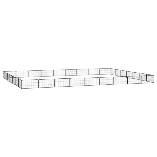 32-Panel Dog Playpen Black 39.4"x19.7" Powder-coated Steel - Black