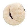 Pet Bed for Small Dogs and Cats Luxurious Faux Fur Donut Cuddler Soft Plush Fluffy Indoor Cat Bed, Light Yellow