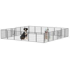 32" Outdoor Fence Heavy Duty Dog Pens 24 Panels Temporary Pet Playpen with Doors