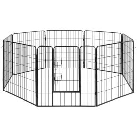 Dog Playpen 8 Panel Steel - Black