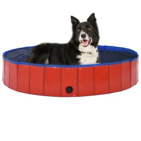 Foldable Dog Swimming Pool Red 63"x11.8" PVC - Red