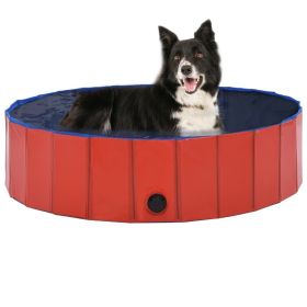 Foldable Dog Swimming Pool Red 47.2"x11.8" PVC - Red