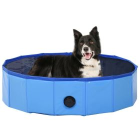 Foldable Dog Swimming Pool Blue 31.5"x7.9" PVC - Blue