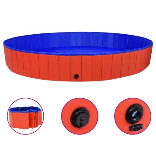 Foldable Dog Swimming Pool Red 118.1"x15.7" PVC - Red