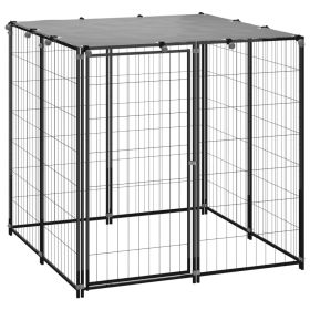 Dog Kennel Black 43.3"x43.3"x43.3" Steel - Black