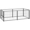 Dog Kennel Black 78.7"x39.4"x27.6" Steel - Black