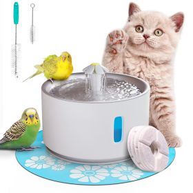 White Automatic Cat Water Fountain Flower, 81oz. Cat Fountain Bowl 4 Filters, 2 Brushes, Mat