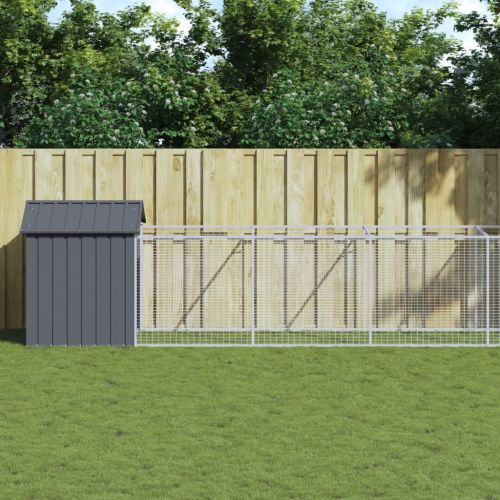 Dog House with Roof Anthracite 46.1"x320.1"x48.4" Galvanized Steel - Anthracite