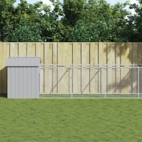 Dog House with Roof Light Gray 46.1"x320.1"x48.4" Galvanized Steel - Gray