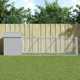Dog House with Roof Light Gray 46.1"x159.4"x48.4" Galvanized Steel - Gray