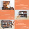 46in Heavy Duty Dog Crate, Furniture Style Dog Crate with Removable Trays and Wheels for High Anxiety Dogs - as Pic