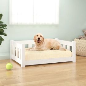 Dog Bed White 29.7"x21.9"x11" Solid Wood Pine - White