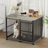 Furniture dog crate sliding iron door dog crate with mat. (Grey,43.7''W x 30''D x 33.7''H) - as Pic