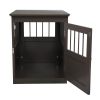 Wood Dog Crate Furniture, End Table Designed Dog Kennel with Side Slats, Brown - as Pic