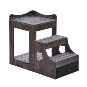 VEVOR Pet Bunk Bed with Stairs Dog/Cat Window Perch with Storage Indoor Gray