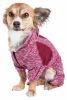 Pet Life Active 'Downward Dog' Heathered Performance 4-Way Stretch Two-Toned Full Body Warm Up Hoodie - Red - X-Small