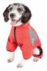 Pet Life Active 'Fur-Breeze' Heathered Performance 4-Way Stretch Two-Toned Full Bodied Hoodie - Red - Medium