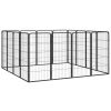 16-Panel Dog Playpen Black 19.7"x39.4" Powder-coated Steel - Black