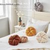 Soft Knot Ball Pillows Throw Knotted Handmade Round Plush Pillow - white - 28CM