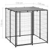 Dog Kennel Black 43.3"x43.3"x43.3" Steel - Black
