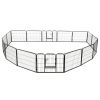 Dog Playpen 16 Panels Steel 31.5"x23.6" Black - Black