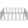 24-Panel Dog Playpen Black 19.7"x39.4" Powder-coated Steel - Black