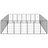 32-Panel Dog Playpen Black 19.7"x39.4" Powder-coated Steel - Black