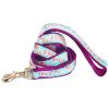 Touchdog 'Avery Patterned' Tough Stitched Embroidered Collar and Leash - Light Blue - Medium