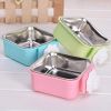 Stainless Steel Pet Crate Bowl Removable Cage Hanging Bowls with Bolt Holder for Pets - blue