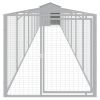 Dog House with Roof Light Gray 46.1"x400.4"x48.4" Galvanized Steel - Gray