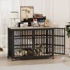 Furniture style dog crate wrought iron frame door with side openings, Grey, 43.3''W x 29.9''D x 33.5''H. - as Pic