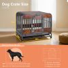 46in Heavy Duty Dog Crate, Furniture Style Dog Crate with Removable Trays and Wheels for High Anxiety Dogs - as Pic