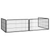 Dog Playpen 4 Panels Black 39.4"x19.7" Powder-coated Steel - Black