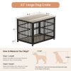 Furniture style dog crate wrought iron frame door with side openings, Grey, 43.3''W x 29.9''D x 33.5''H. - as Pic