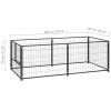 Dog Kennel Black 78.7"x39.4"x27.6" Steel - Black