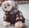 Designer Patterned Suede Argyle Sweater Pet Jacket - Small