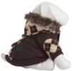 Designer Patterned Suede Argyle Sweater Pet Jacket - Small