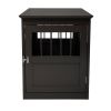Wood Dog Crate Furniture, End Table Designed Dog Kennel with Side Slats, Brown - as Pic