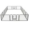 Dog Playpen 16 Panels Steel 31.5"x23.6" Black - Black
