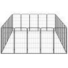 24-Panel Dog Playpen Black 19.7"x39.4" Powder-coated Steel - Black