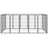16-Panel Dog Playpen Black 19.7"x39.4" Powder-coated Steel - Black