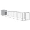 Dog House with Roof Light Gray 46.1"x320.1"x48.4" Galvanized Steel - Gray