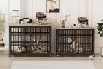Furniture style dog crate wrought iron frame door with side openings, Grey, 43.3''W x 29.9''D x 33.5''H. - as Pic