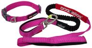 Dog Helios Neo-Indestructible Easy-Tension Sporty Embroidered Thick Durable Pet Dog Leash And Collar - Pink - Medium
