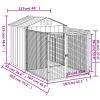 Dog House with Run Light Gray 46.1"x79.1"x48.4" Galvanized Steel - Gray