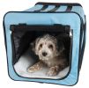 Pet Life Capacious Dual-Expandable Wire Folding Lightweight Collapsible Travel Pet Dog Crate - Blue - Large