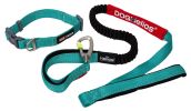 Dog Helios Neo-Indestructible Easy-Tension Sporty Embroidered Thick Durable Pet Dog Leash And Collar - Aqua Blue - Medium