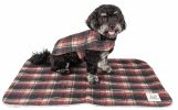 Touchdog 2-In-1 Tartan Plaided Dog Jacket With Matching Reversible Dog Mat - Red - Medium