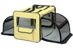 Pet Life Capacious Dual-Expandable Wire Folding Lightweight Collapsible Travel Pet Dog Crate - Khaki - X-Small