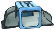 Pet Life Capacious Dual-Expandable Wire Folding Lightweight Collapsible Travel Pet Dog Crate - Blue - Medium